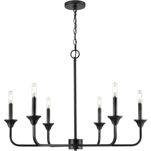 Herring 6 Light 32 inch Matte Black Chandelier Ceiling Light